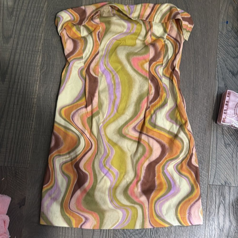 Wild Fable Women's Twill Tube Bodycon Dress Multi Color Wave Size Small NEW - Picture 5 of 6